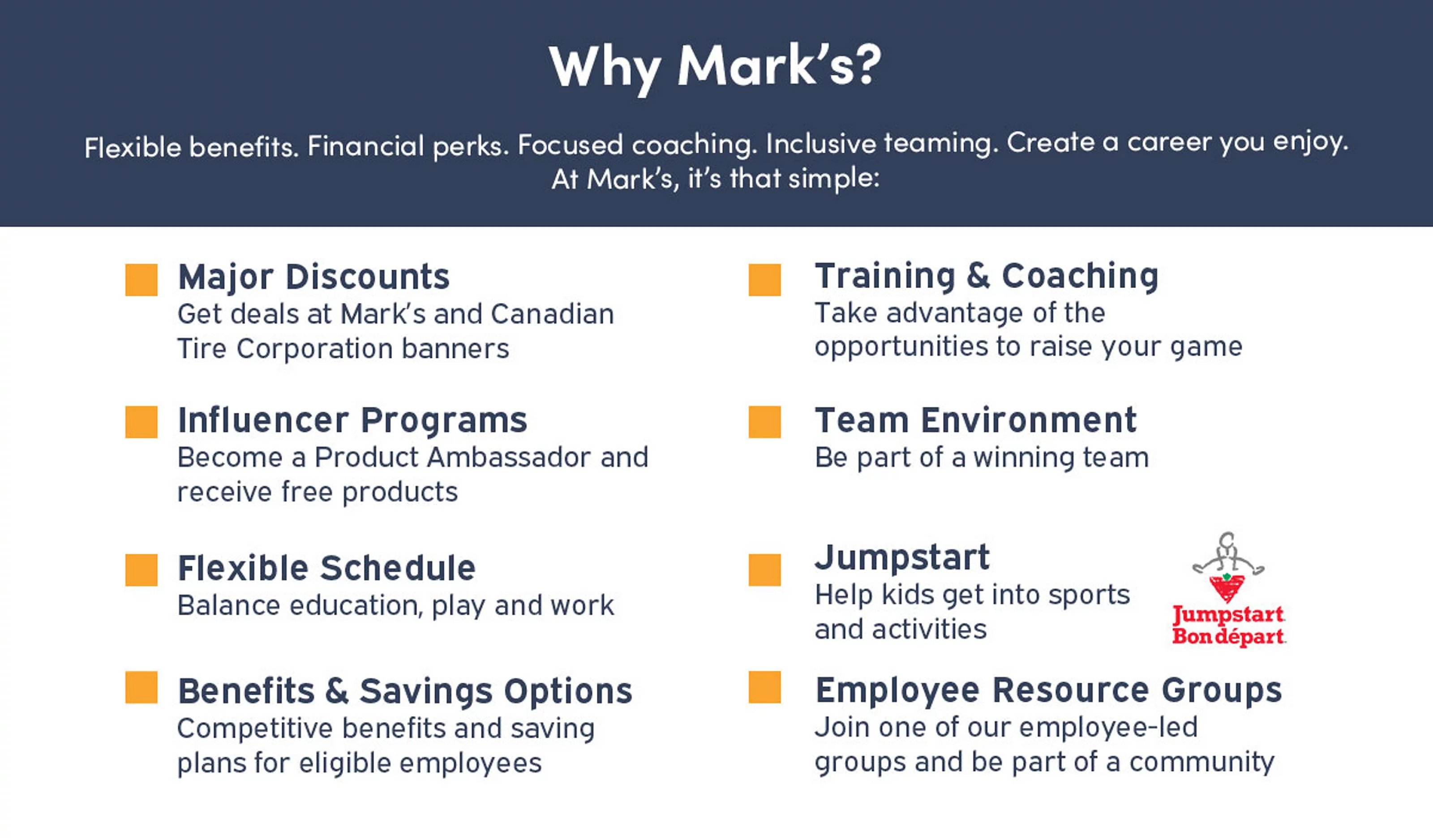 Marks career page benefits