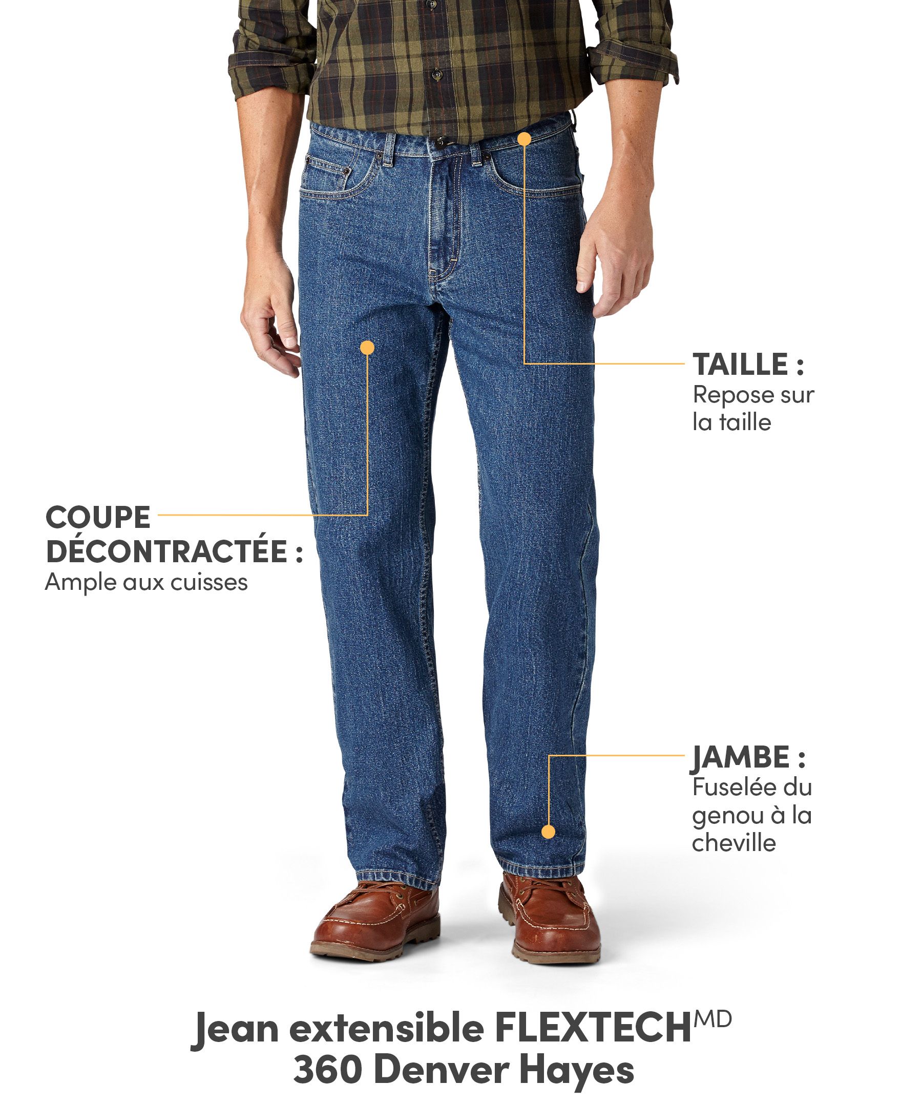 Jeans extensibles à jambe fuselée décontractée FLEXTECH délavé à la pierre sur 360 Denver Hayes pour hommes