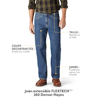 Jeans extensibles à jambe fuselée décontractée FLEXTECH sur 360 délavé à la pierre Denver Hayes pour hommes - Denim