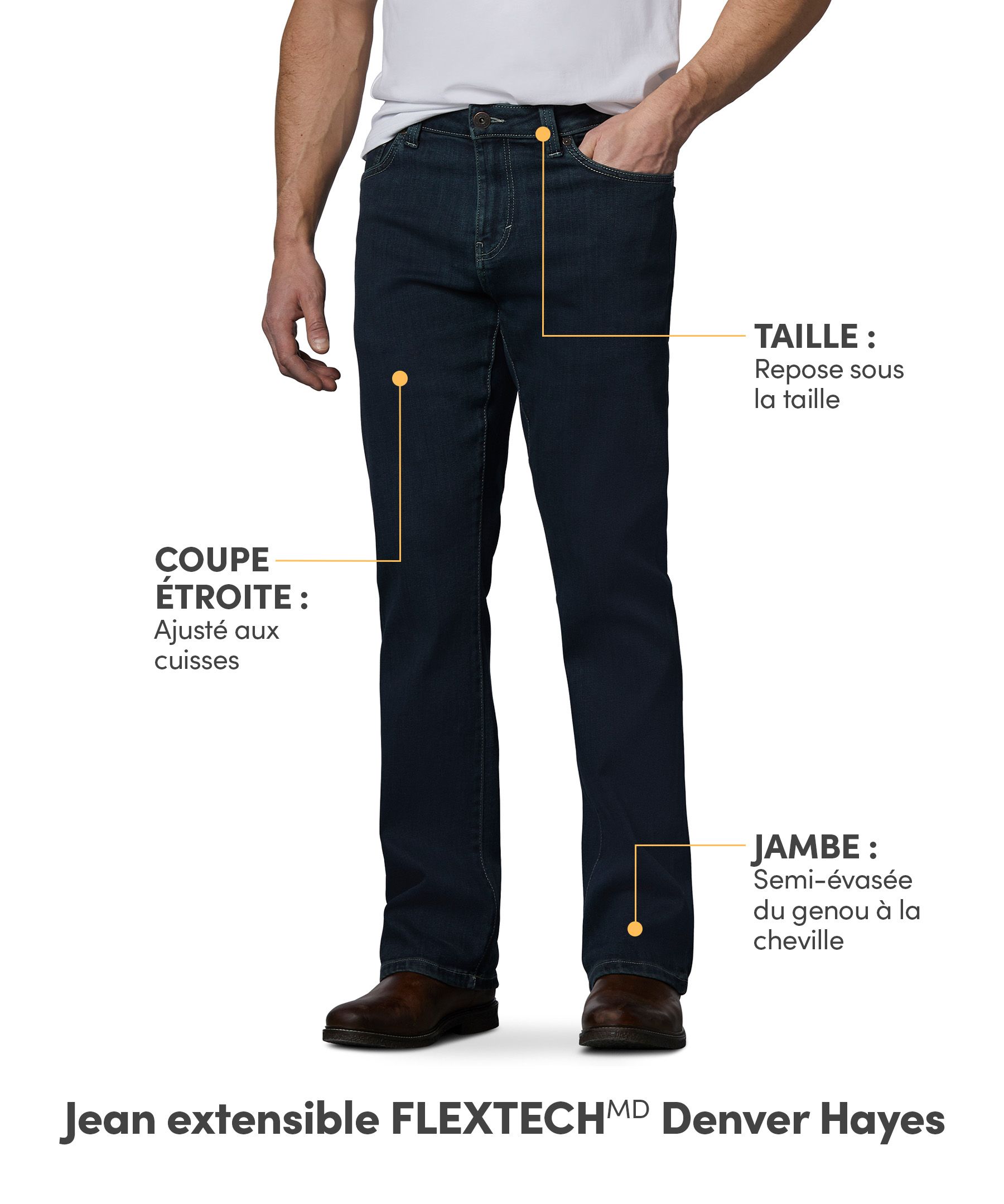 Jean extensible semi-évasé Flextech pour hommes