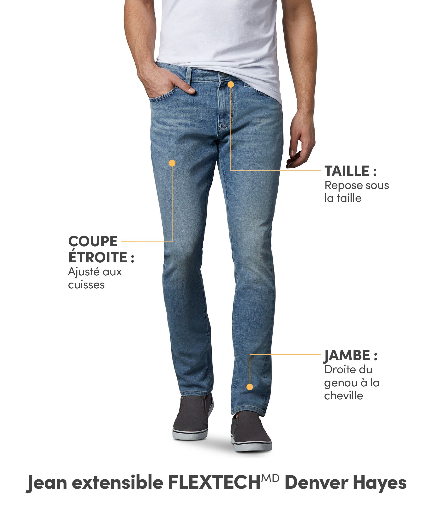 Jeans extensibles à 4 sens à jambe étroite FLEXTECH Denver Hayes pour hommes