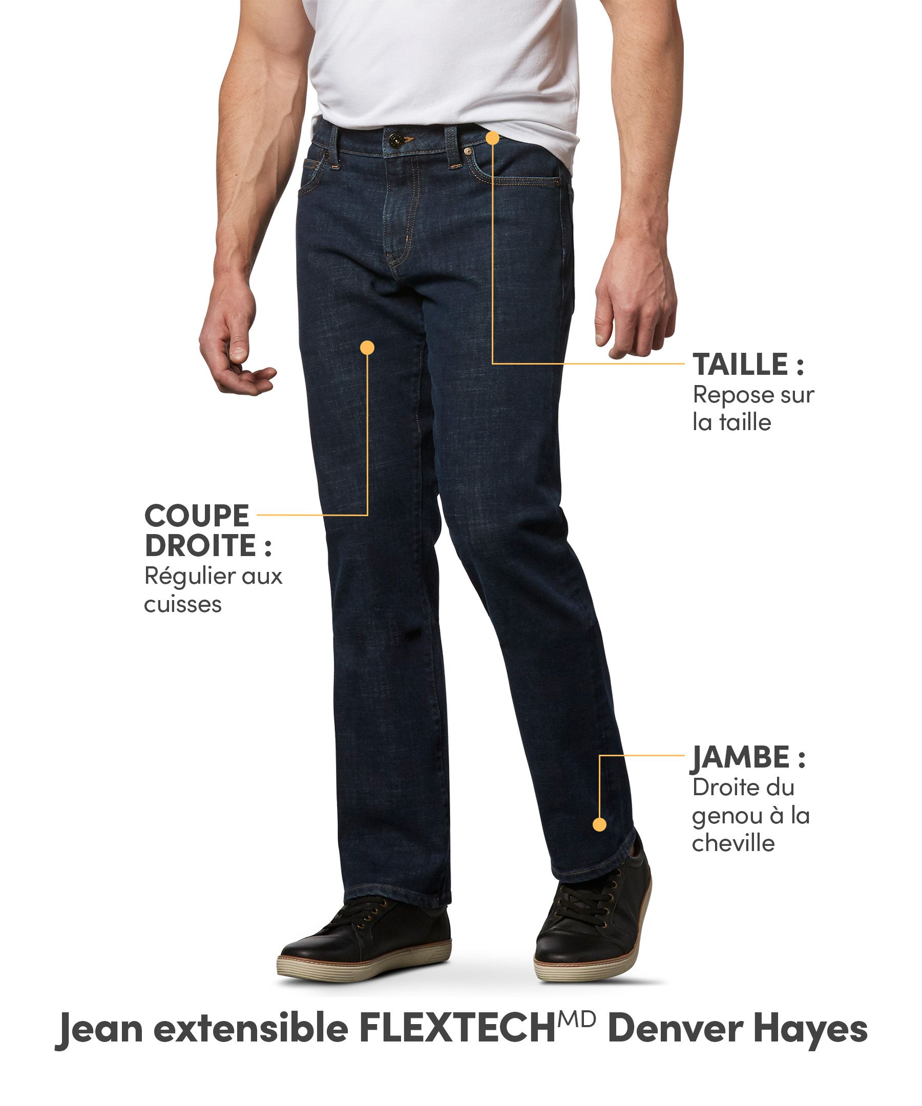 Jeans extensibles à 4 sens à jambe droite FLEXTECH Denver Hayes pour hommes