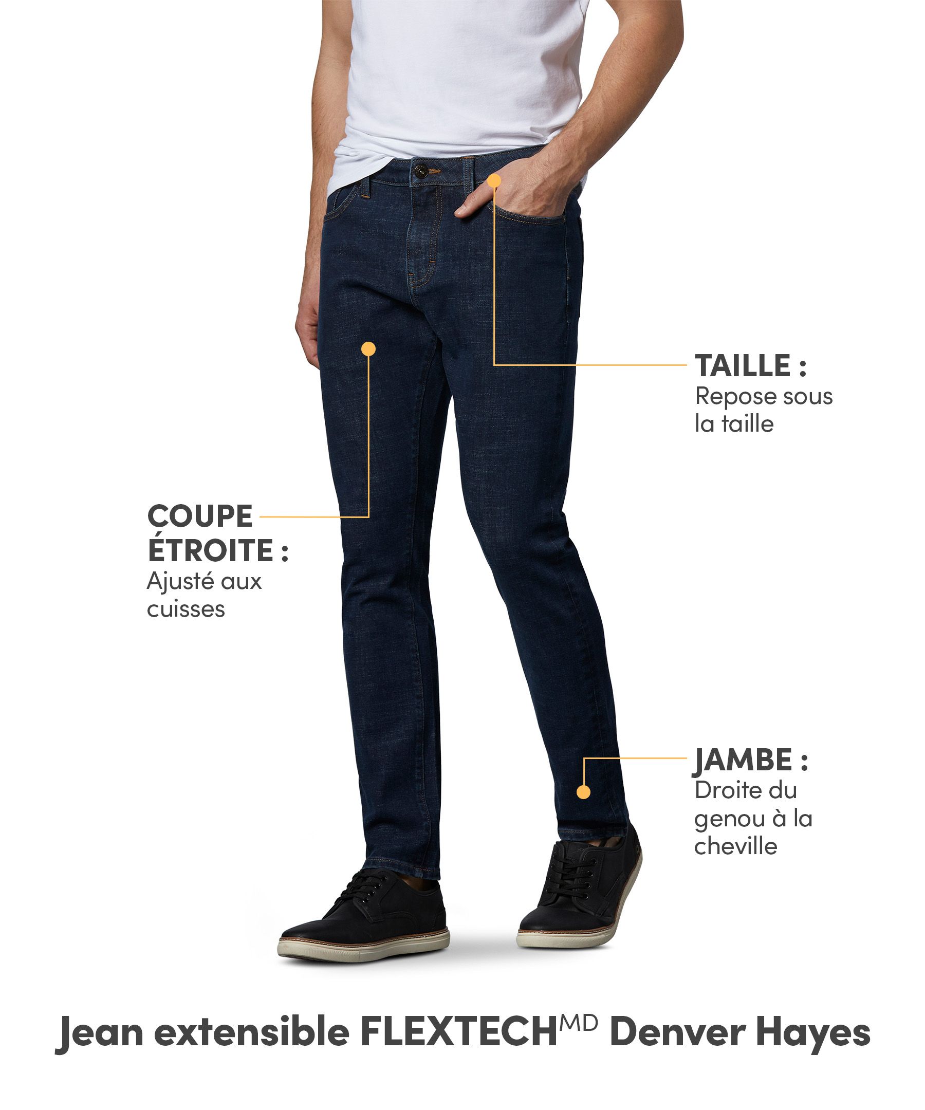 Jeans extensibles à 4 sens à jambe étroite FLEXTECH Denver Hayes pour hommes