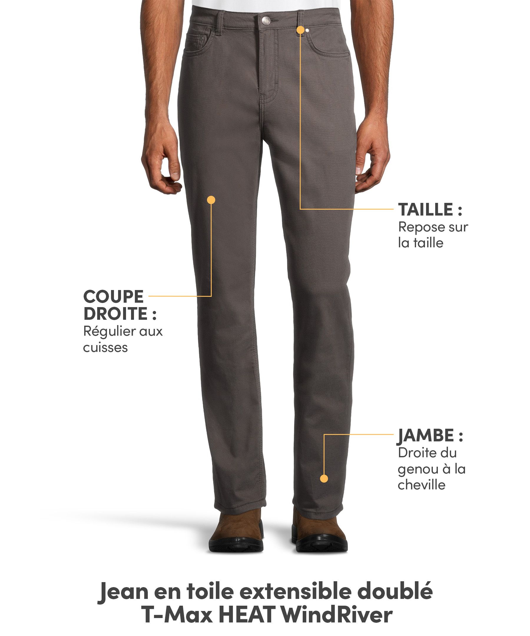 Jean à coupe droite WindRiver en toile extensible et à doublure chaude T-Max HEAT, pour hommes
