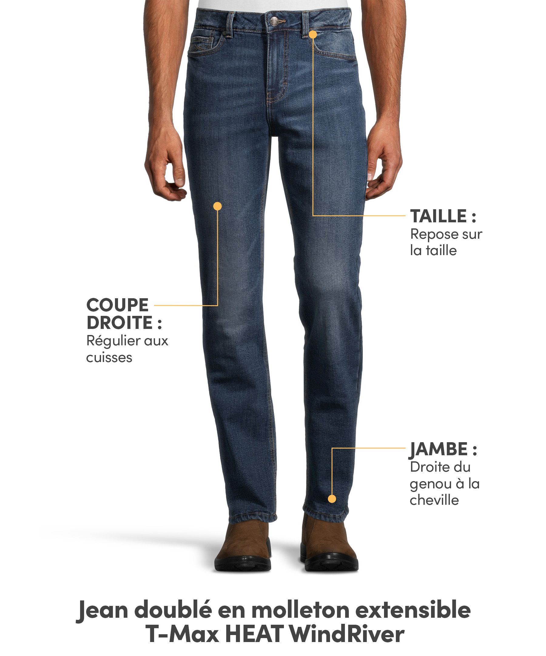 Jean à coupe droite extensible WindRiver T-Max HEAT à doublure