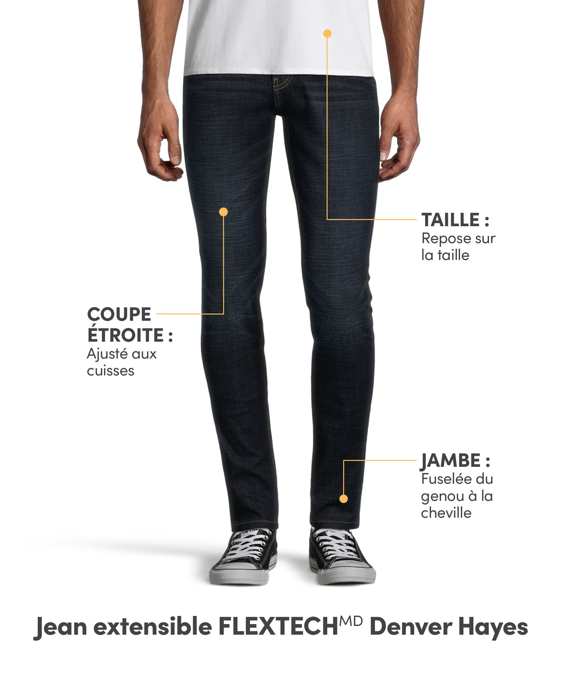 Jeans extensibles à 4 sens à jambe étroite fuselée FLEXTECH® Denver Hayes pour hommes