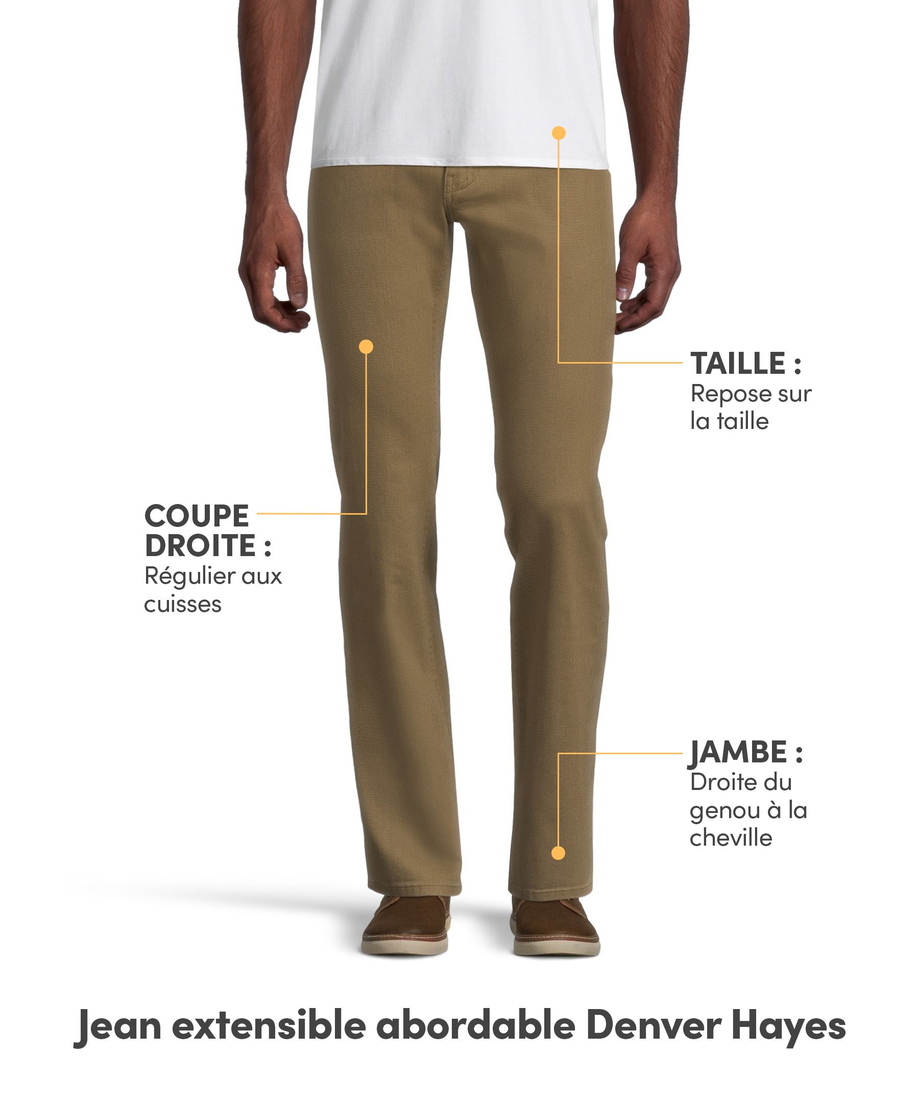 Jeans extensibles abordables à jambe droite Denver Hayes - Havane