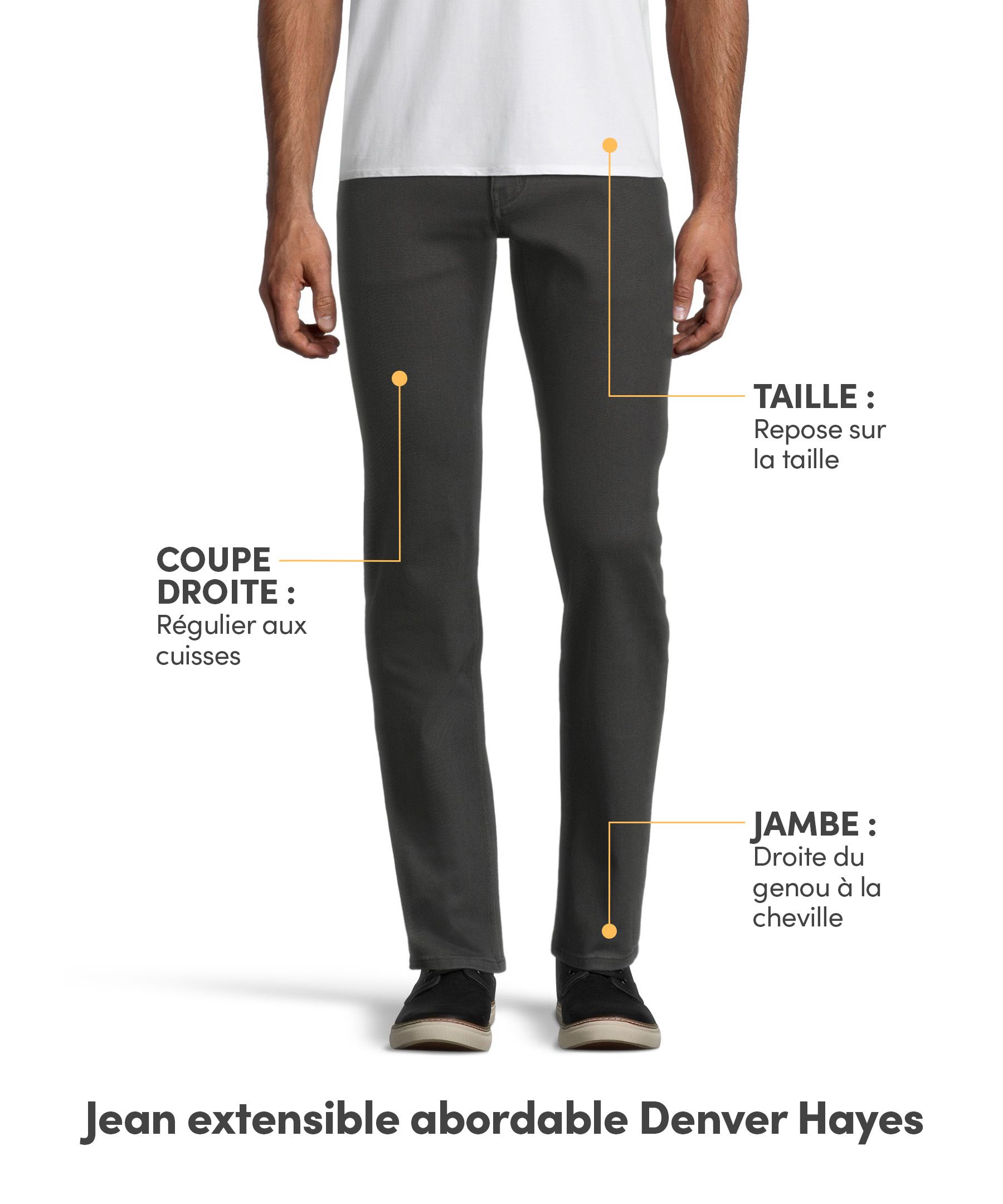Jeans extensibles abordables à jambe droite Denver Hayes - Gris