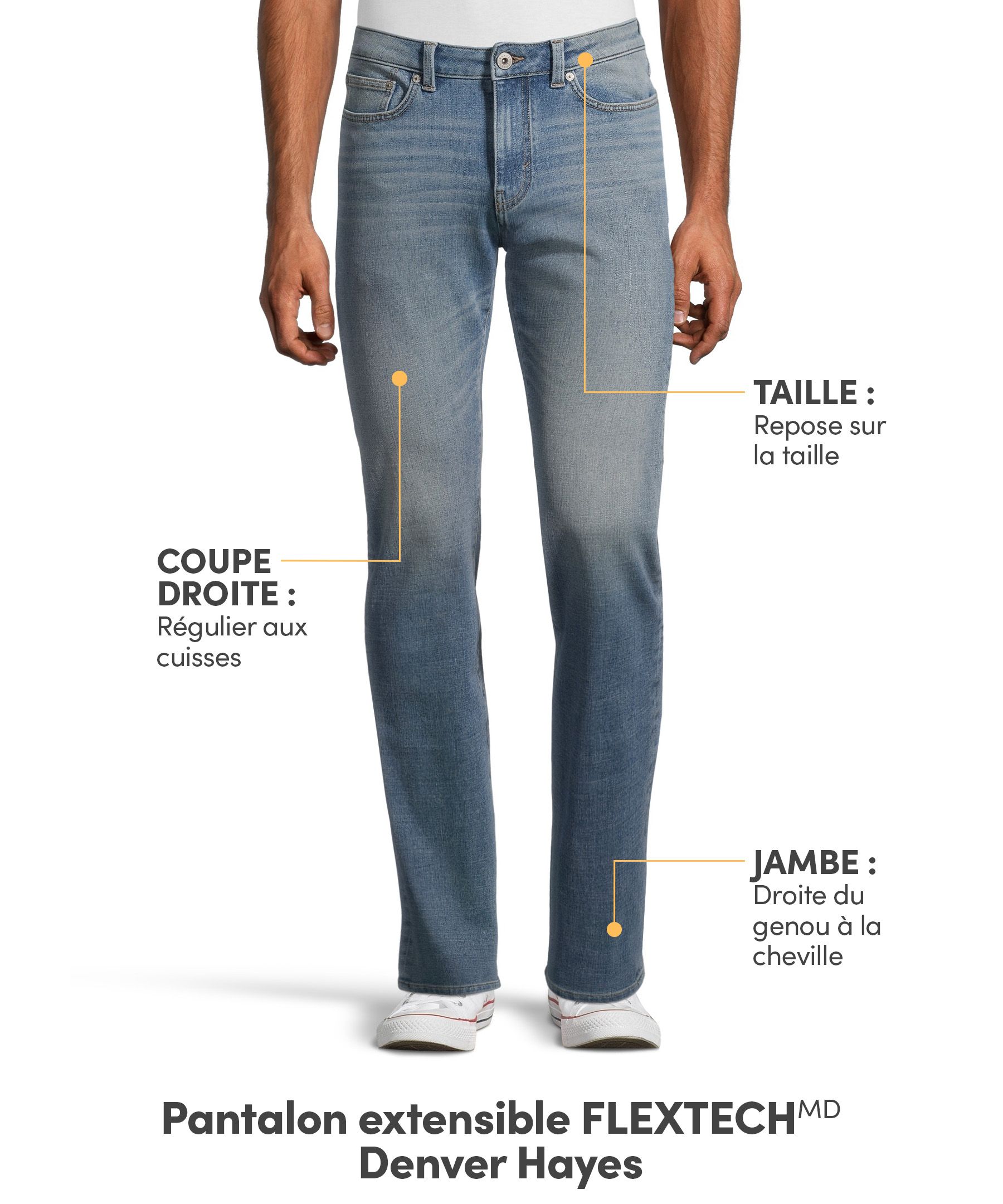 Jeans extensibles à 4 sens à jambe droite FLEXTECH Denver Hayes pour hommes