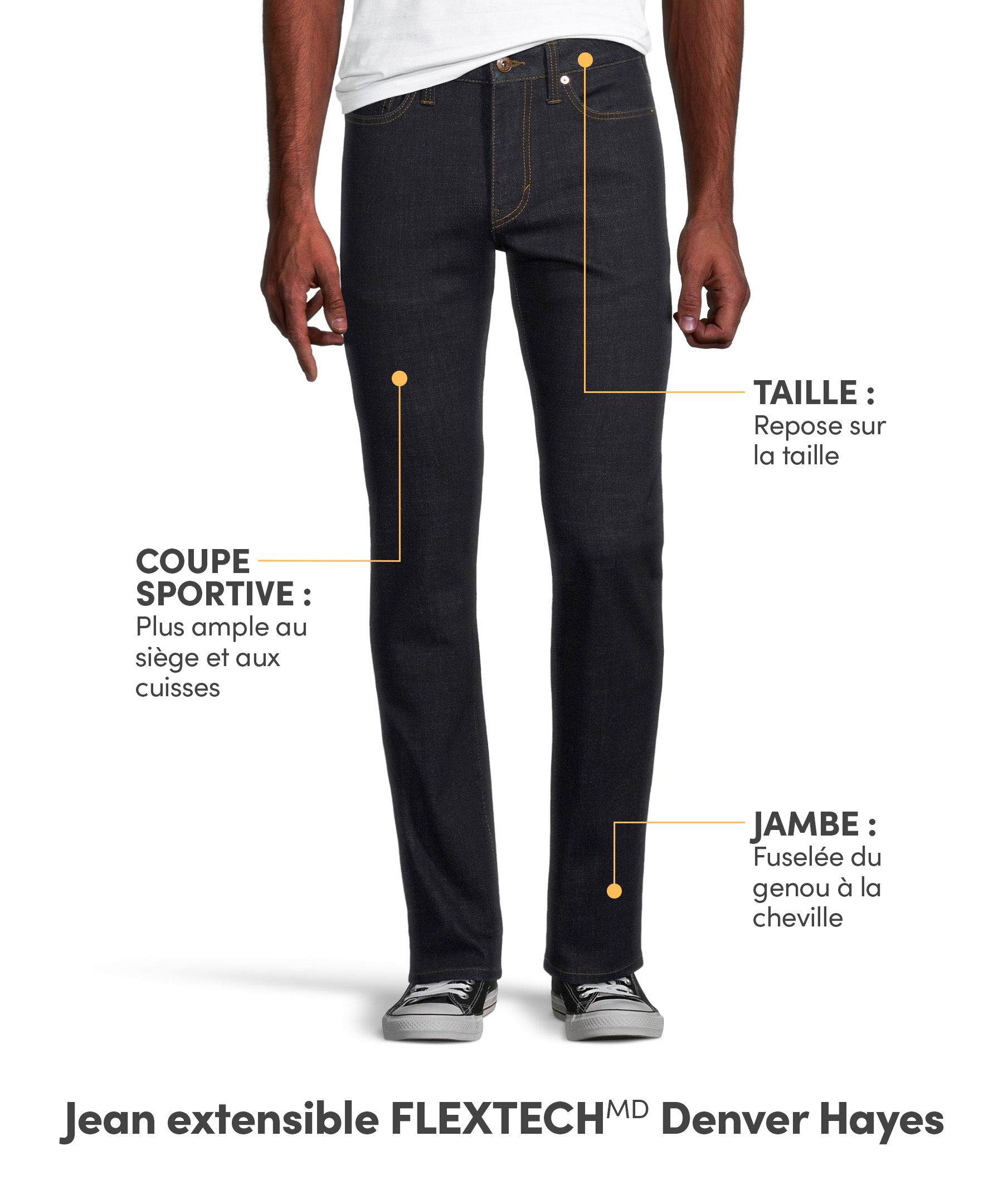 Jeans extensibles à 4 sens à coupe athlétique FLEXTECH® sur 360 Denver Hayes pour hommes