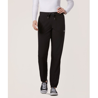 Scrubletics Women's Jogger Fit Drawstring Elastic Stretch Waist Scrub Pants - Black Front_Flat