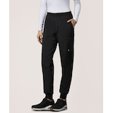 Scrubletics Women's Jogger Fit Elastic Stretch Waist Scrub Pants - Black Front_Three_Fourths_Angled_Left