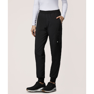 Scrubletics Women's Jogger Fit Elastic Stretch Waist Scrub Pants - Black