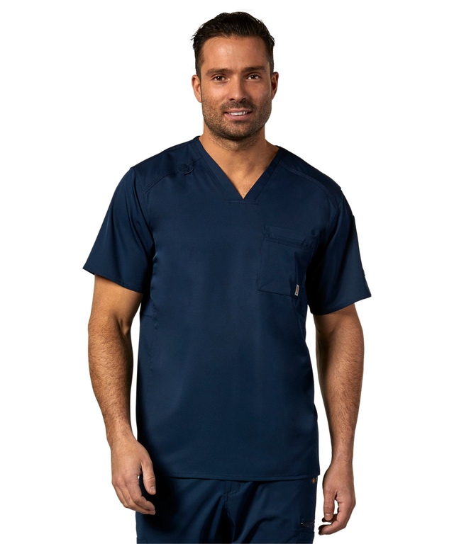 Carhartt Men's Slim-Fit V-Neck Medical Uniform Top Front_Angled_Right