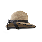 Chapeau tressé Denver Hayes à demi-bord à galon en ruban noir pour femmes Front_Flat