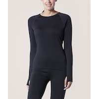 Haut en molleton WindRiver T-Max Heat à grille à col ras du cou et à manches longues, pour femmes Front_Flat