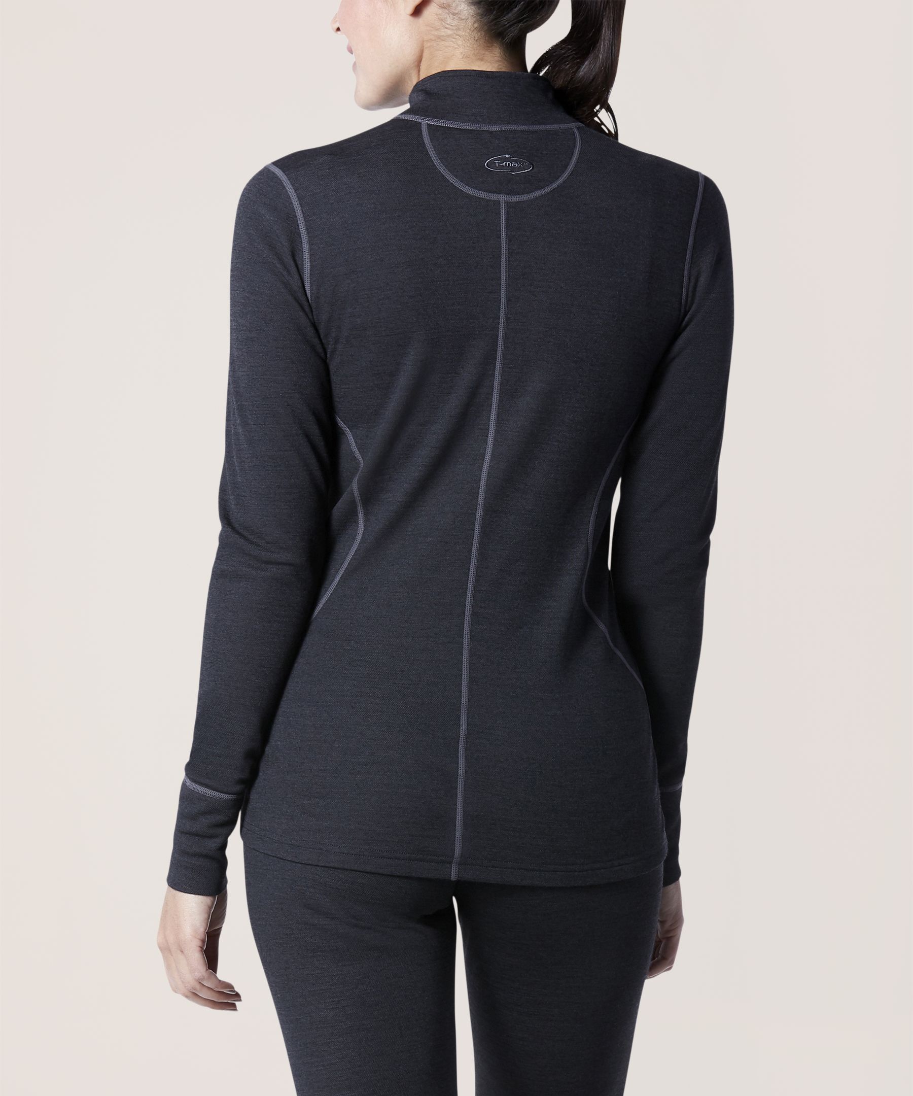 Haut WindRiver T-MAX HEAT en mélange de laine mérinos à col cheminée et glissière 1/4 pour femmes