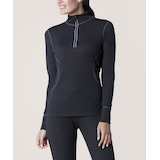 WindRiver Women's Merino Wool Blend T-Max Heat Mock Neck Quarter Zip Top Front_Three_Fourths_Angled_Left