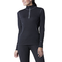 WindRiver Women's Merino Wool Blend T-Max Heat Mock Neck Quarter Zip Top Front_Three_Fourths_Angled_Left