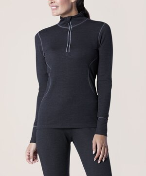 Haut WindRiver T-MAX HEAT en mélange de laine mérinos à col cheminée et glissière 1/4 pour femmes