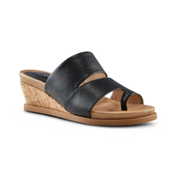 Denver Hayes Women's Whitley Cork Wedge Mule Sandals Front_Three_Fourths_Angled_Right