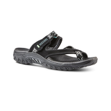 Skechers Women's Reggae Trailway Flip-Flop Sandals - Black Front_Three_Fourths_Angled_Right