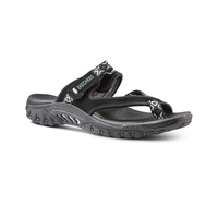 Skechers Women's Reggae Trailway Flip-Flop Sandals - Black Front_Three_Fourths_Angled_Right