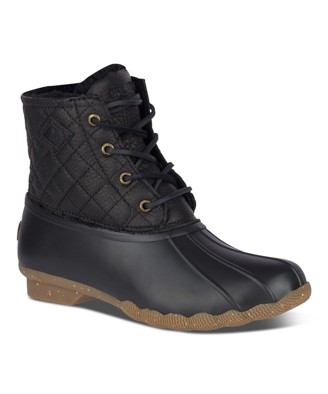 Sperry Women's Saltwater Winter Lux Lined Rubber Boots Black