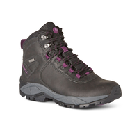 Merrell Women's Vego Mid Cut Leather Waterproof Hiking Boots - Black Front_Three_Fourths_Angled_Right