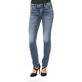 Silver Women's Elyse Mid Rise Straight Jeans Front_Flat