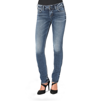 Jean à jambe droite et à taille mi-basse pour femmes, Elyse, Silver Front_Flat