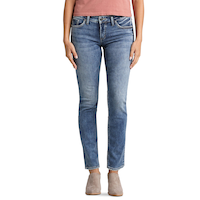 Silver Women's Suki Curvy Mid Rise Straight Leg Jeans Front_Flat