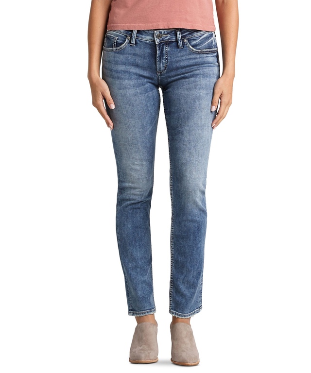 Silver Women's Suki Curvy Mid Rise Straight Leg Jeans