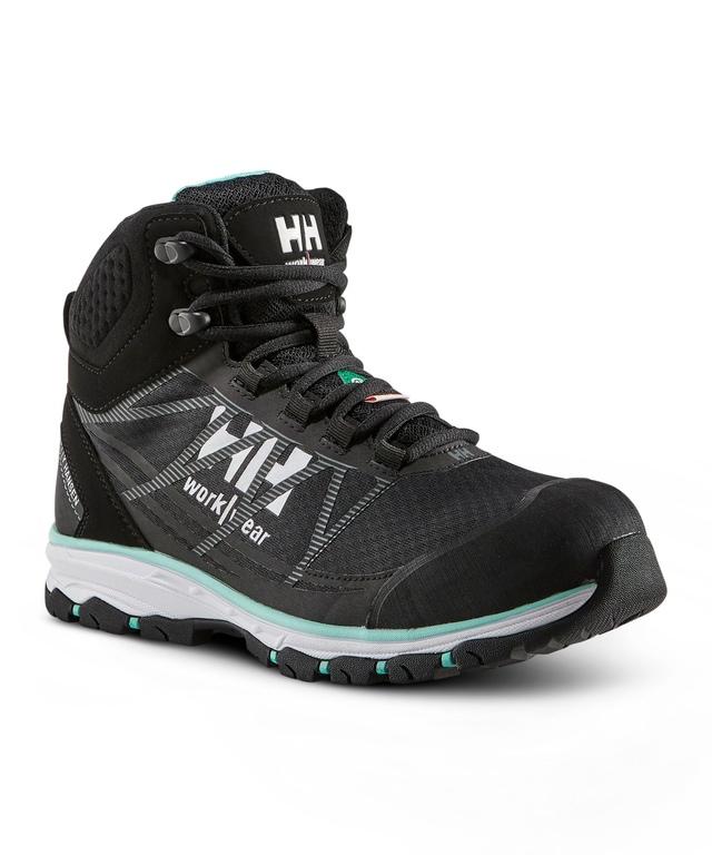 Helly Hansen Workwear Women's Aluminum Toe Composite Plate Mid Cut Safety Hiker Boots - Black/Aqua