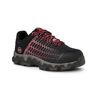 Timberland PRO Women's Powertrain Sport Aluminum Toe Composite Plate Athletic Shoes - Black/Pink Front_Three_Fourths_Angled_Right