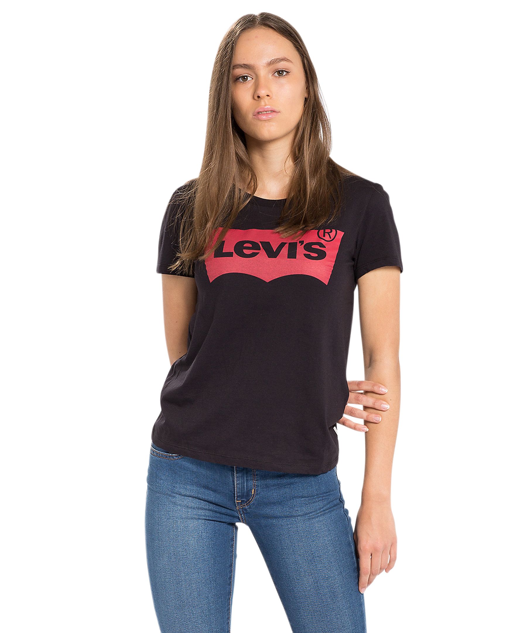 Levi's Le t-shirt parfait pour femmes avec graphique chauve-souris de la marque, noir
