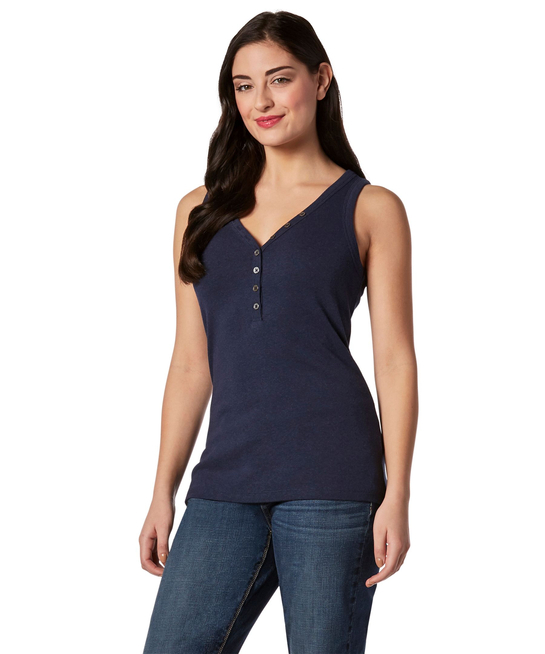 Denver Hayes Women's Fitted Henley Tank Top