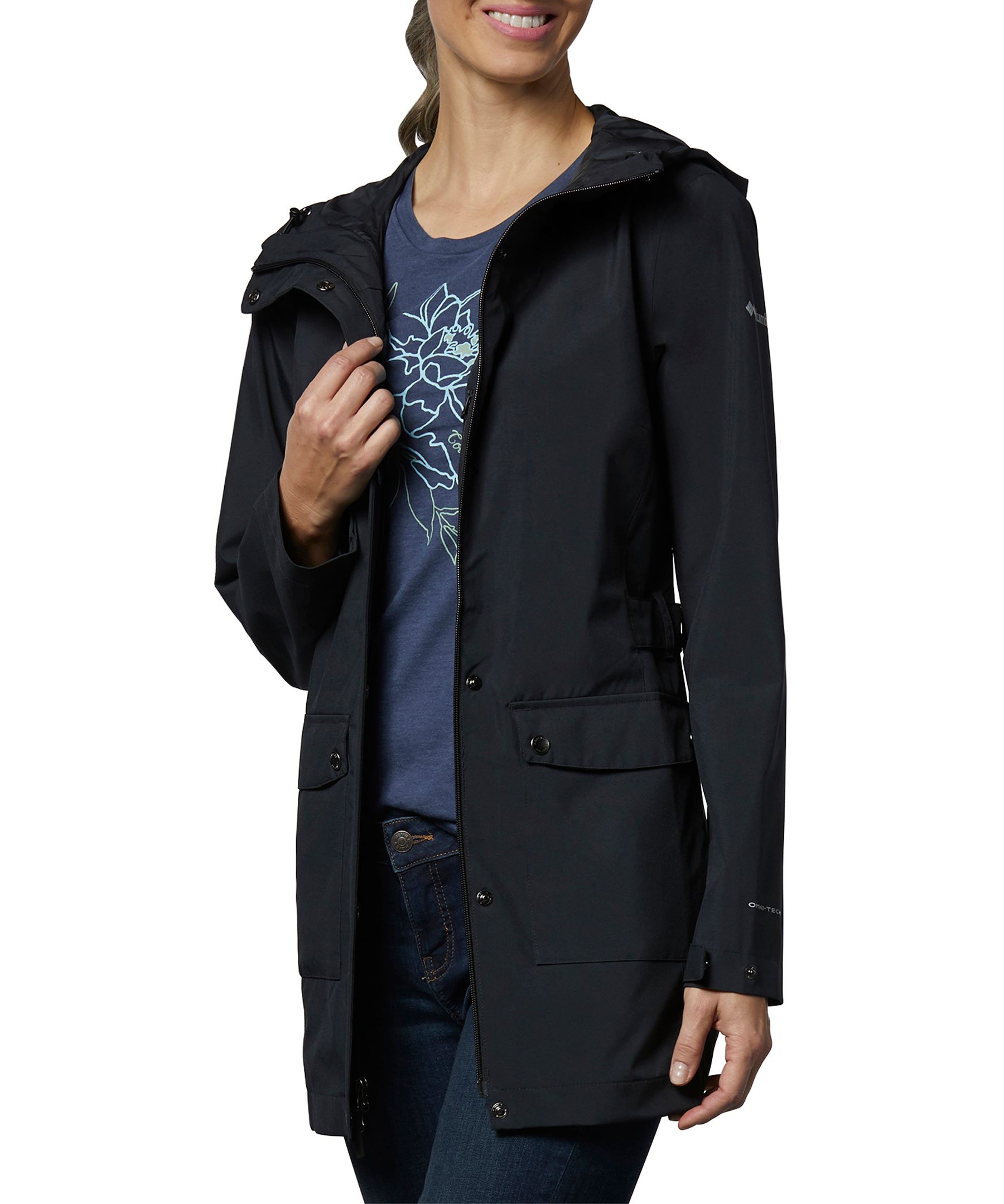 Columbia Women's Here and There Trench Rain Jacket, Waterproof, Hooded, Breathable, Long