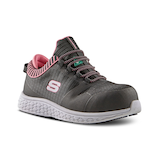 Skechers Work Women's Aluminum Toe Steel Plate Slip Resistant Athletic Safety Shoes - Black/Pink Front_Three_Fourths_Angled_Right