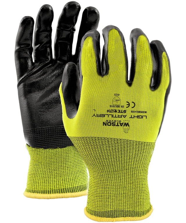 John Watson Men's Hi-Vis Nitrile Coated Polyester Gloves with Textured Grip 6 Pack