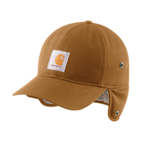Carhartt Men's Rain Defender Canvas Earflap Cap - Black Front_Angled_Left