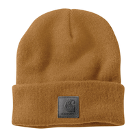 Carhartt Unisex Rubber Patch Knit Cuffed Beanie - Carhartt Brown Front_Flat