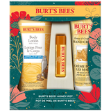 Burts Bees 3 Pack Honey Pot Body Lotion Hand Cream and Lip Balm Gift Set Front_Flat