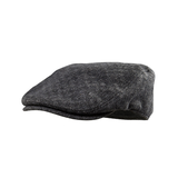 WindRiver Men's Tweed Wool Blend Flat Cap with Elastic Sweatband Front_Angled_Left