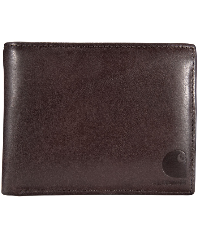 Carhartt Men's Oil Tan Leather Six Card Two Side Pocket Passcase Wallet - Brown Front_Flat