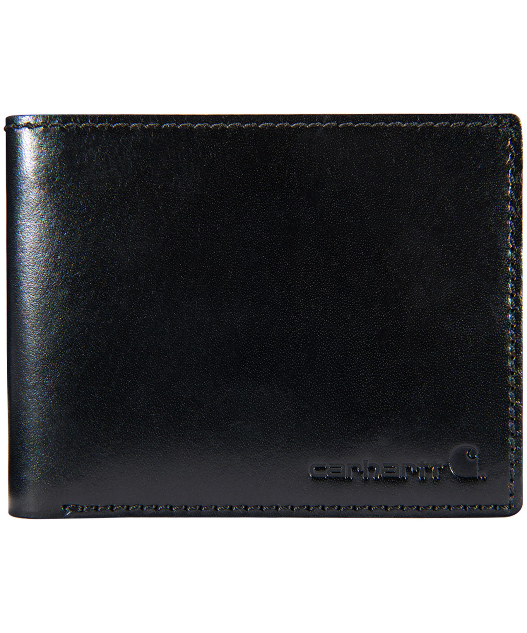 Carhartt Men's Buff Tanned Leather Rough Cut Six Card Pocket Bifold Wallet - Black