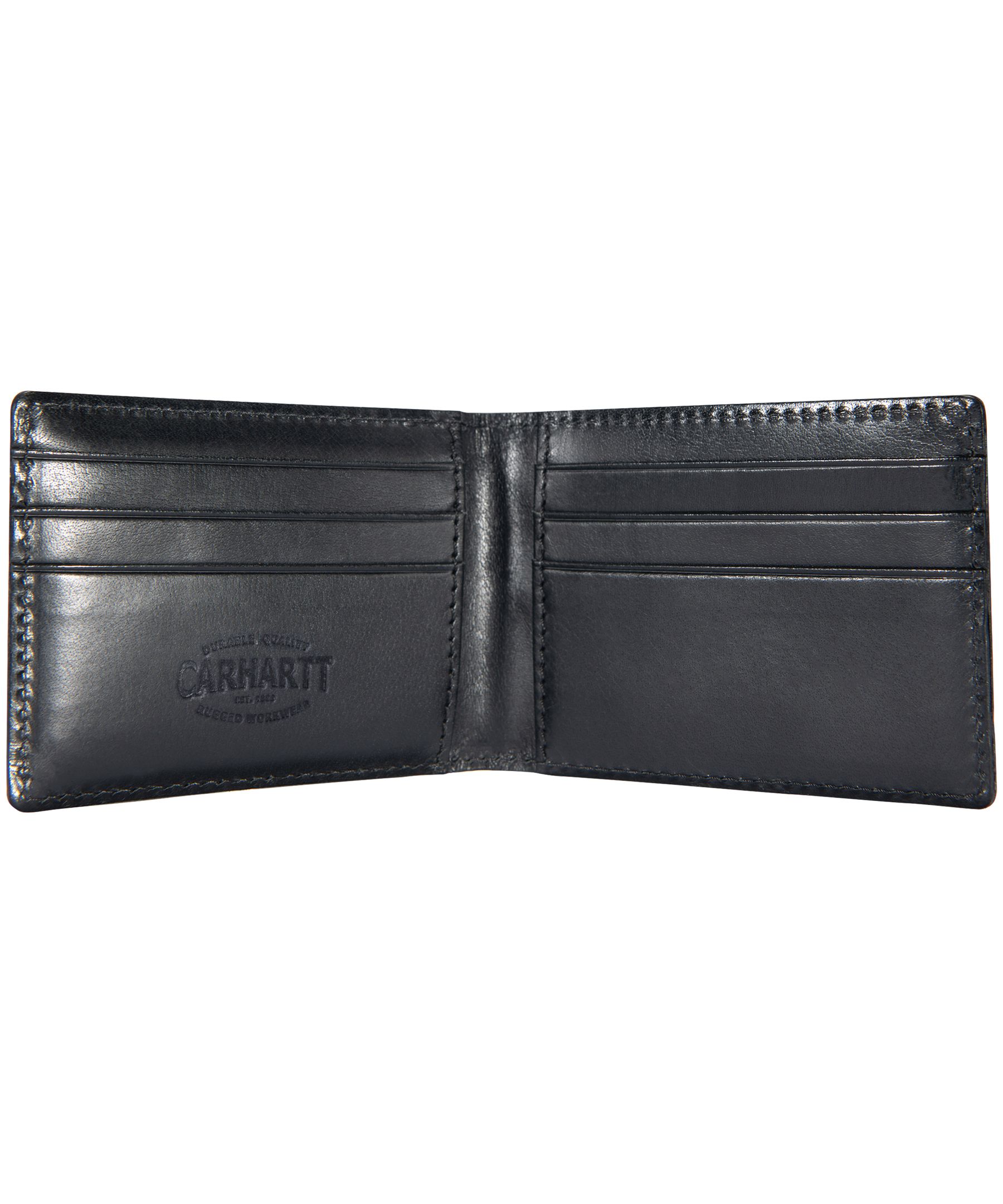 Carhartt Men's Buff Tanned Leather Rough Cut Six Card Pocket Bifold Wallet - Black