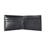 Carhartt Men's Buff Tanned Leather Rough Cut Six Card Pocket Bifold Wallet - Black Front_Flat