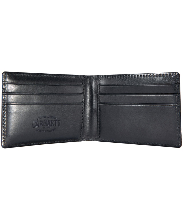 Carhartt Men's Buff Tanned Leather Rough Cut Six Card Pocket Bifold Wallet - Black