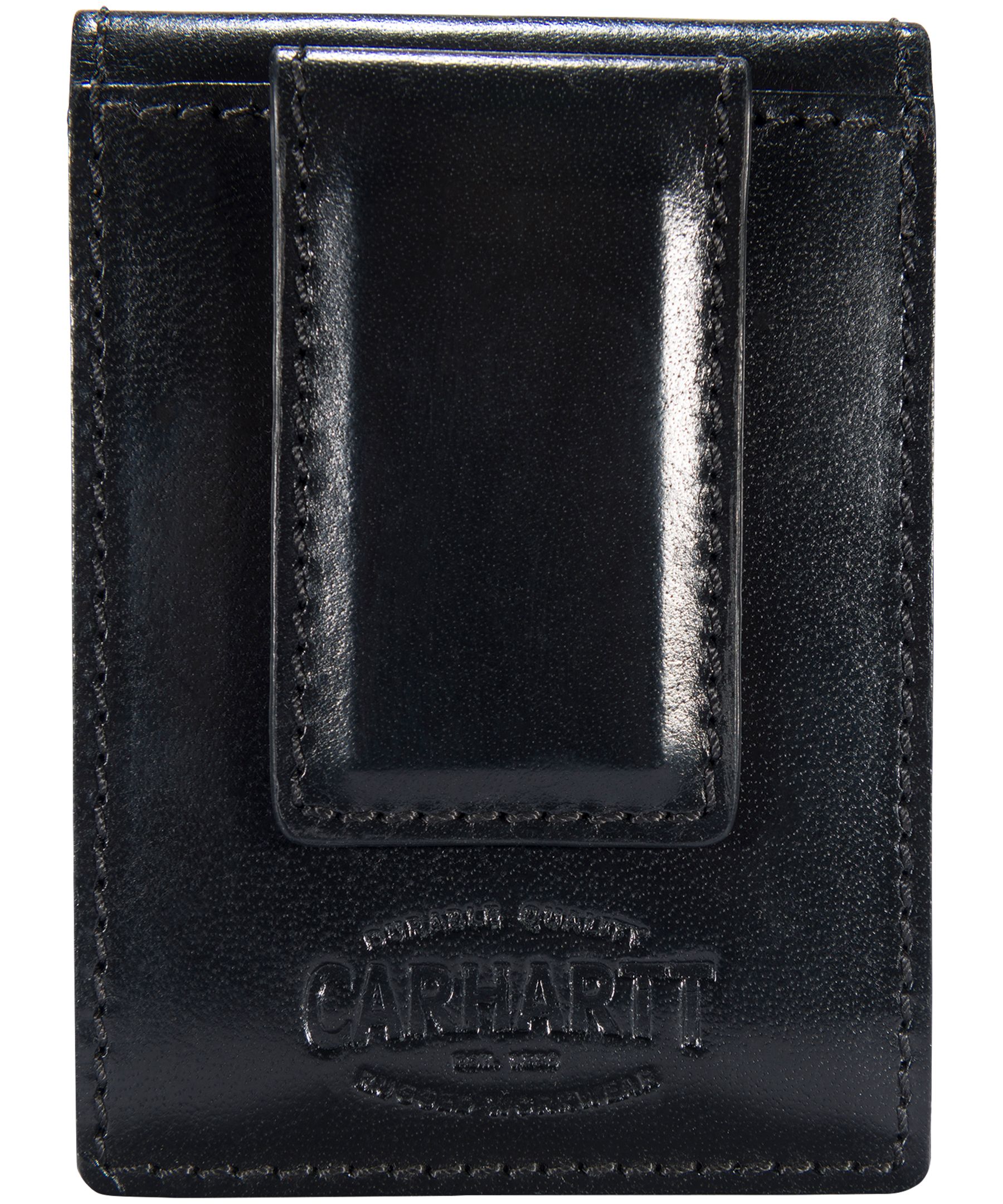 Portefeuille en cuir tanné poli robuste avec fentes pour six cartes et pochette frontale pour hommes, Carhartt, brun pâle